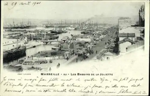 Ak Marseille Bouches du Rhône, Les Bassins de la Joliette
