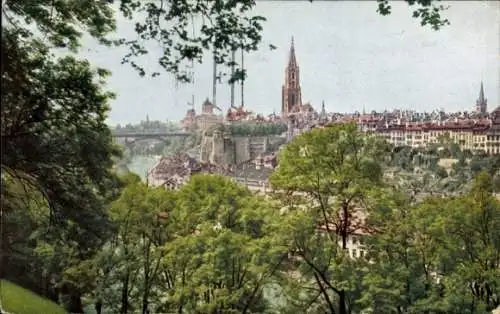 Ak Bern Stadt Schweiz, Gesamtansicht, Kirchenfeldbrücke