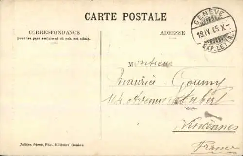 Ak Stadt Genf Schweiz, Eisige Bise, Ein Kandelaber