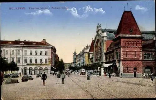 Ak Budapest Ungarn, Vamhaz körut, Zollamtsring, Passanten