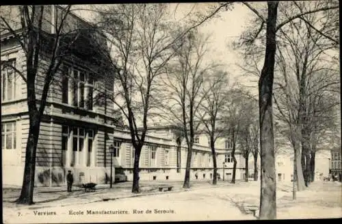 Ak Verviers Wallonien Lüttich, Fertigungsschule, Rue de Seroule