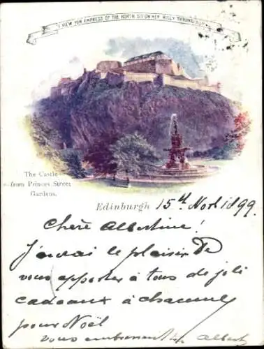 Ak Edinburgh Schottland, Das Schloss von Princes Street Gardens
