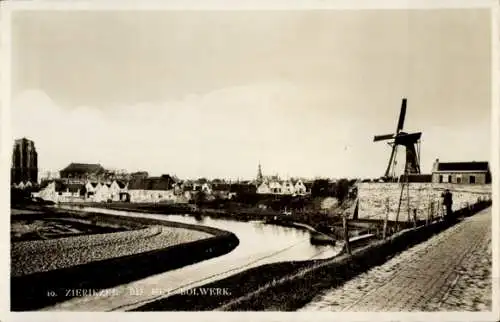 Ak Zierikzee Zeeland Niederlande, Bij het Bolwerk, Molen