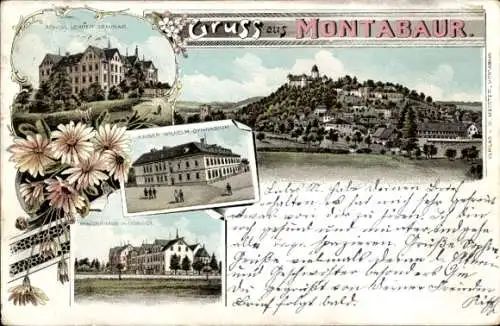 Litho Montabaur im Westerwald, Kaiser Wilhelm Gymnasium, Lehrerseminar, Brüderhaus, Konvikt