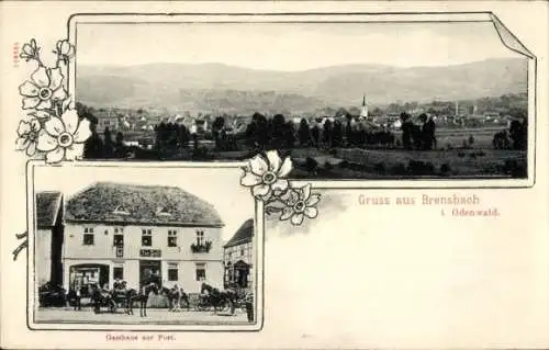 Ak Brensbach im Odenwald Hessen, Panorama, Gasthaus zur Post