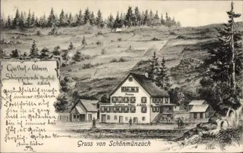 Künstler Ak Hesse, A., Schönmünzach Baiersbronn Schwarzwald, Gasthof zum Ochsen, Inh. A. Batsch