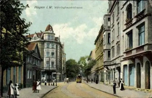 Ak Hagen in Westfalen, Währinghauserstraße, Straßenbahn