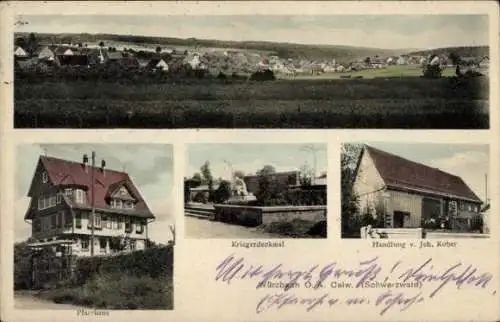 Ak Würzbach Oberreichenbach im Schwarzwald, Panorama, Pfarrhaus, Kriegerdenkmal, Geschäft Joh. Kober