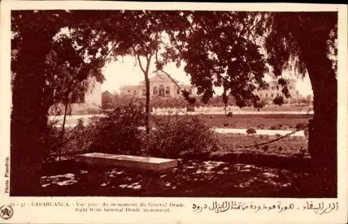 Ak Casablanca Marokko, Vue prise du monument du General Drude