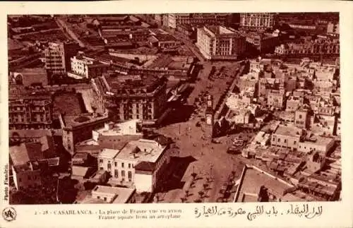 Ak Casablanca Marokko, La Place de France vue en avion