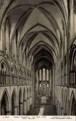 Ak Truro Cornwall England, Kathedrale, Das Kirchenschiff von der West Gallery