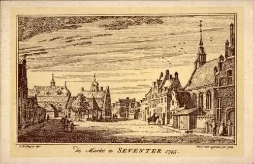 Künstler Ak Deventer Overijssel Niederlande, Markt 1745
