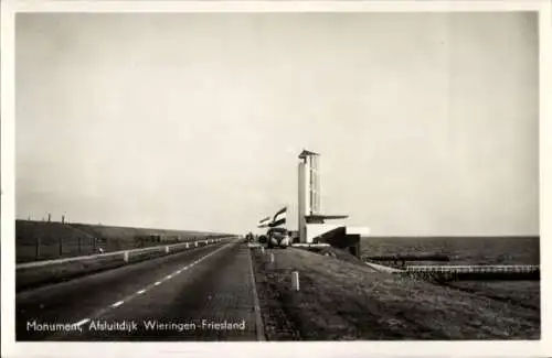 Ak Afsluitdijk Friesland Niederlande, Monument