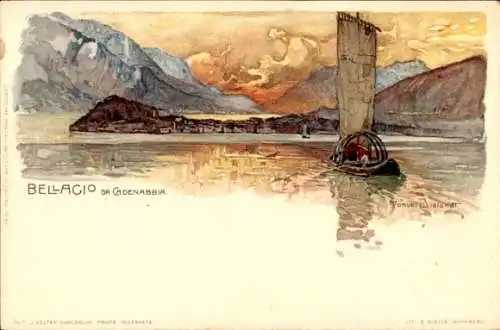 Künstler Litho Wielandt, Manuel, Bellagio Lago di Como Lombardia, Da Cadenabbia