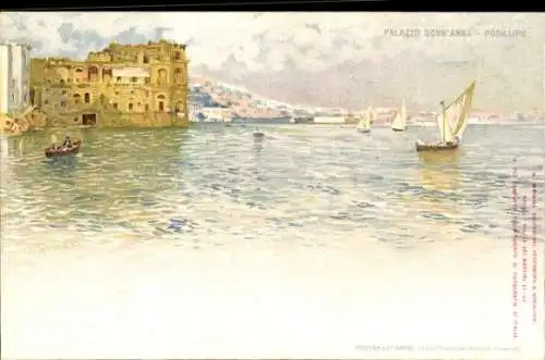 Litho Posillipo Napoli Neapel Campania, Palazzo Donn'Anna