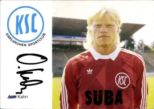 Autogrammkarte Fußball, Oliver Kahn, Karlsruher Sportclub, Autogramm