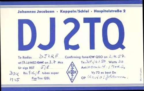 Ak Kappeln an der Schlei, Johannes Jacobsen, Hospitalstraße 2, DJ2TQ