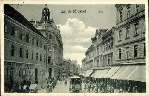 Ak Zagreb Kroatien, Straßenpartie, Straßenbahn