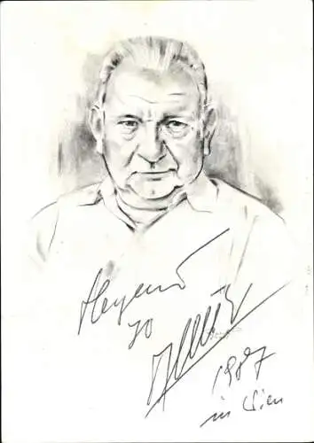 Künstler Ak Regschek, K., Schauspieler Fritz Muliar, Portrait, Autogramm