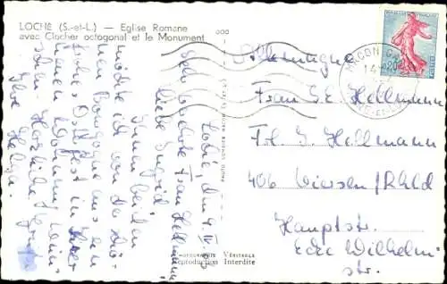 Ak Loche Saône-et-Loire, romanische Kirche
