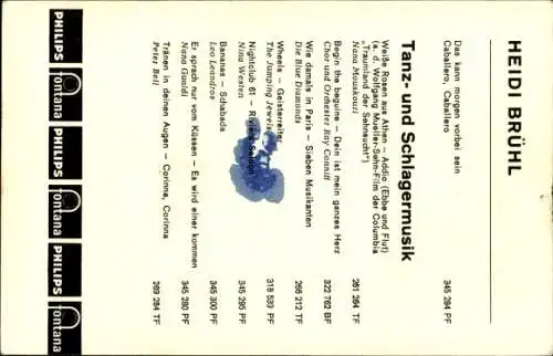 Ak Sängerin Heidi Brühl, Portrait, Philips, Autogramm