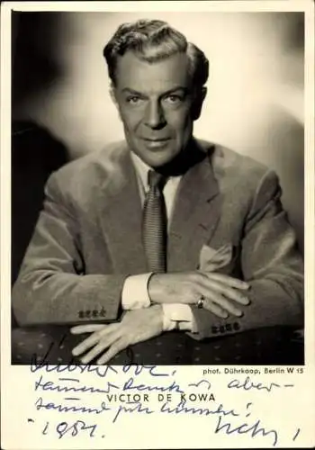 Ak Schauspieler Victor de Kowa, Portrait, Autogramm