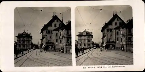 Stereo Foto Zürich Stadt Schweiz, Blick über die Rathausbrücke