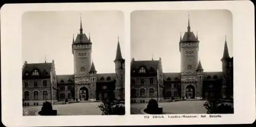 Stereo Foto Zürich Stadt Schweiz, Landes-Museum, Hof, Ostseite