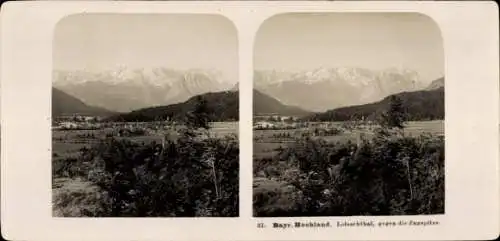 Stereo Foto Bayrisches Hochland, Loisachtal gegen die Zugspitze