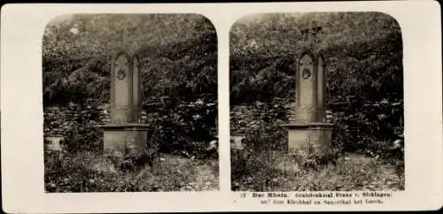 Stereo Foto Sauerthal Rhein Lahn Kreis, Grabdenkmal Franz von Sickingen