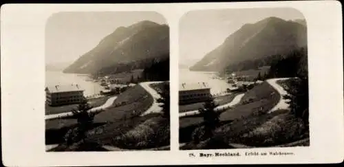 Stereo Foto Urfeld am Walchensee Kochel am See, Teilansicht, Seepartie