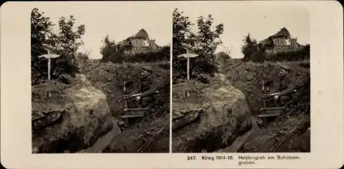 Stereo Foto Heldengrab am Schützengraben, I WK