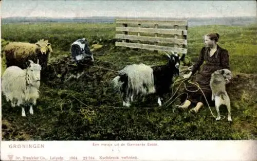 Ak Groningen Niederlande, Ein Mädchen aus der Gemeinde Eelde