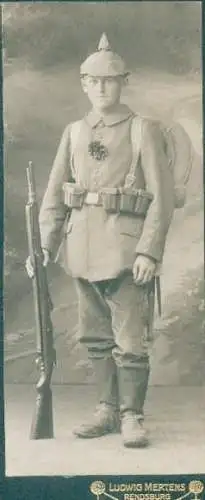 CDV Rendsburg in Schleswig Holstein, Deutscher Soldat in Uniform, Standportrait