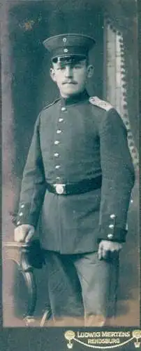CDV Rendsburg in Schleswig Holstein, Deutscher Soldat in Uniform, Standportrait