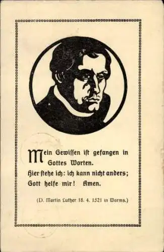 Künstler Ak Erfurt in Thüringen, Martin Luther, Portrait, Zitat, Luther Gedächtnisfeier 1921