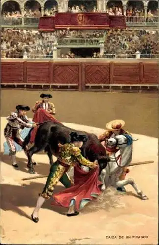 Ak Stierkampf, Sturz eines Picador