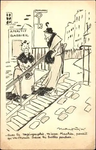 Künstler Ak Manfredini, Zwei Frauen unterhalten sich