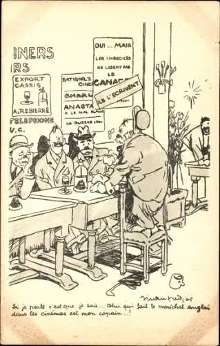 Künstler Ak Manfredini, Betrunkener Mann im Gasthaus