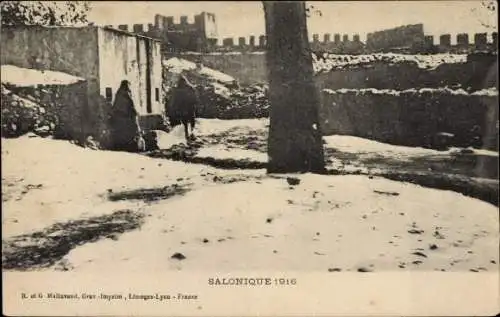 Ak Saloniki Thessaloniki Griechenland, Festung 1916, Winter