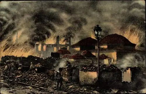 Ak Thessaloniki Griechenland, Mosque detruite par l´incendie