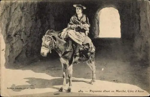 Ak Cote d'Azur, Bauer geht auf den Markt