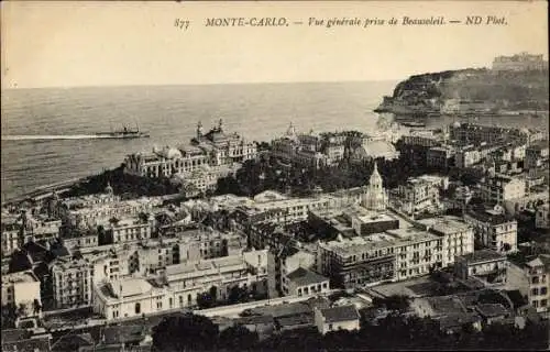 Ak Monte Carlo Monaco, Gesamtansicht von Beausoleil aus