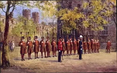 Künstler Ak London City England, Tower of London, Beefeaters