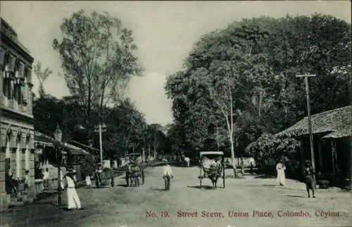 Ak Colombo Ceylon Sri Lanka, Straßenszene, Union Place