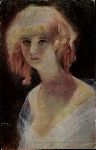 Künstler Ak Styka, T., Blondinen, Frau-Portrait