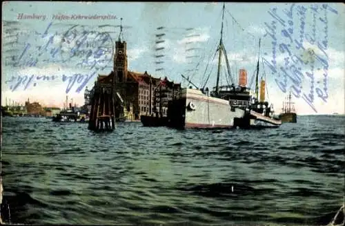 Ak Hamburg, Hafen Kehrwiederspitze, Dampfer