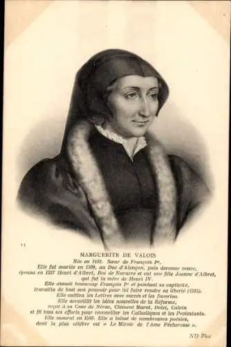 Ak Margarete von Valois, Königin von Navarra und Frankreich, Portrait