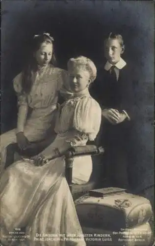 Ak Kaiserin Auguste Viktoria, Prinzessin Victoria Luise von Preußen, Prinz Joachim von Preußen