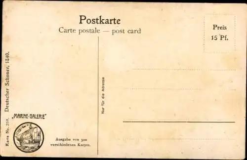 Künstler Ak Rave, Chr., Marine Galerie Nr. 259, Deutscher Schoner von 1840